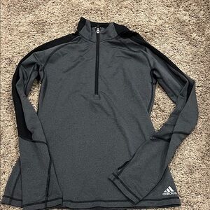 Adidas Charcoal and Black Quarter-Zip Top